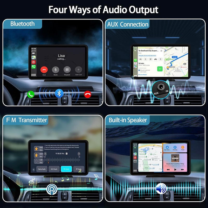 BuonaIdea شاشة كار بلاي لاسلكية للسيارة 7" HD ستيريو سيارة محمول بشاشة تعمل باللمس مع Apple CarPlay و Android Auto مع مرآة رابط/كاميرا خلفية/بلوتوث/نظام ملاحة GPS/AUX لجميع المركبات - Image 5